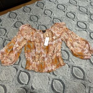 Aakaa Paisley Blouse in Orange and cream